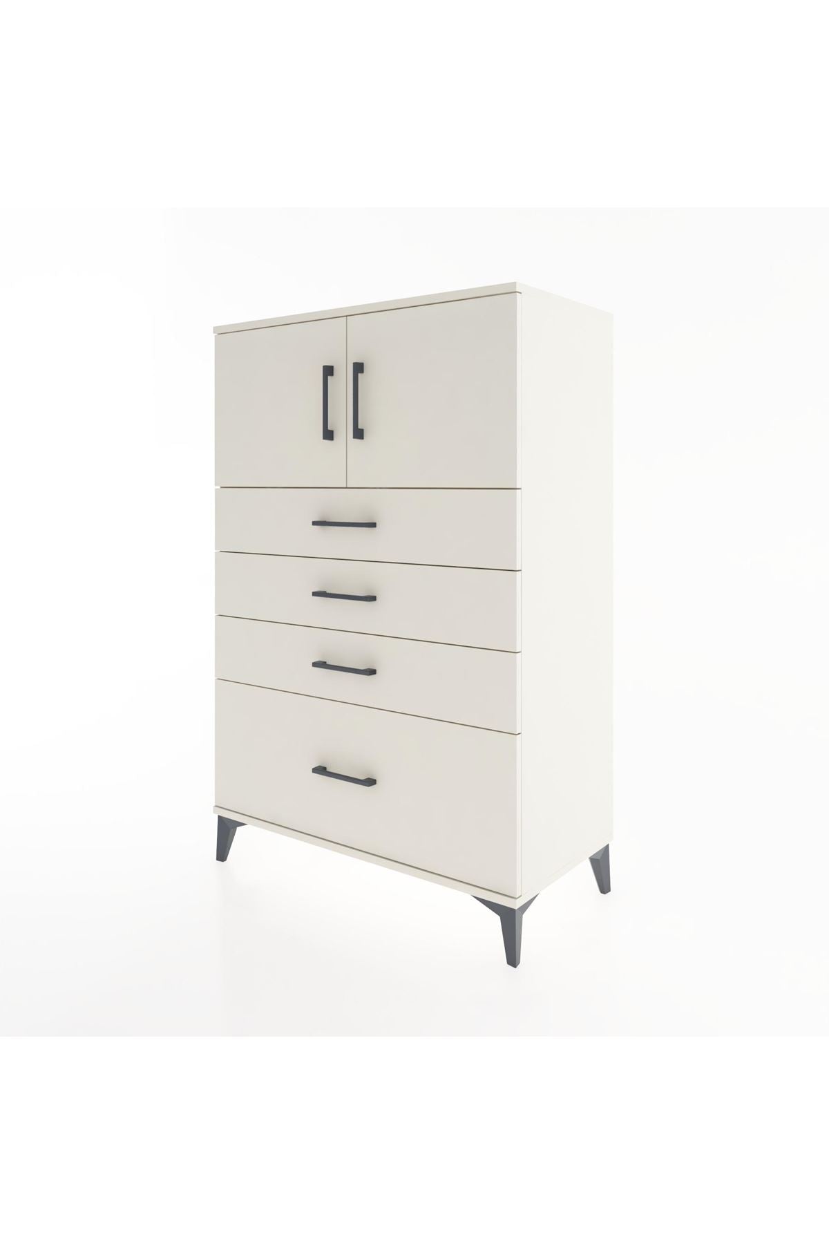 Hyperion Dolap Tek Raflı 4 Çekmeceli 2 Kapaklı 88x44x134 - S51M012V1B