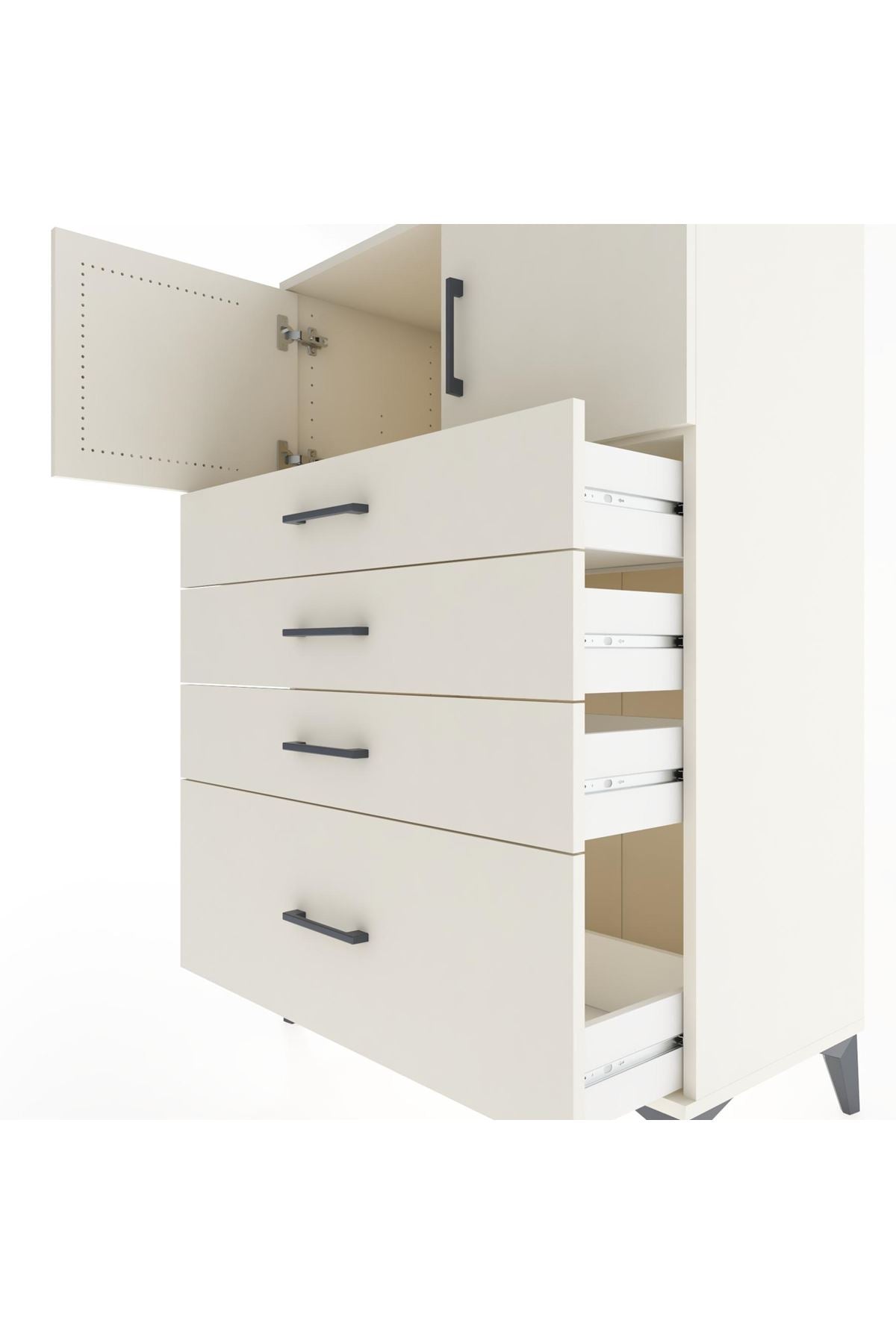 Hyperion Dolap Tek Raflı 4 Çekmeceli 2 Kapaklı 88x44x134 - S51M012V1B