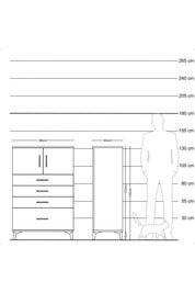 Hyperion Dolap Tek Raflı 4 Çekmeceli 2 Kapaklı 88x44x134 - S51M012V1B