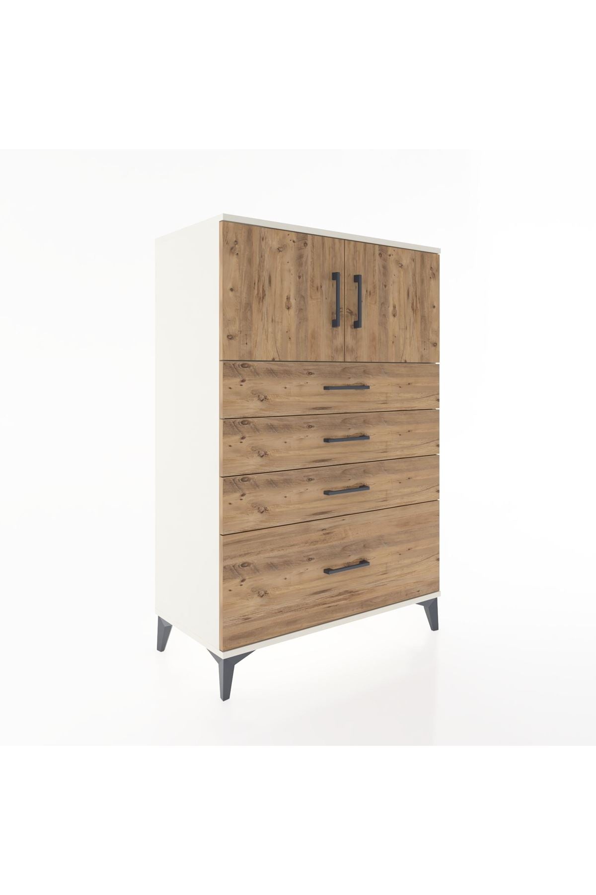 Hyperion Dolap Tek Raflı 4 Çekmeceli 2 Kapaklı 88x44x134 - S51M012V3B