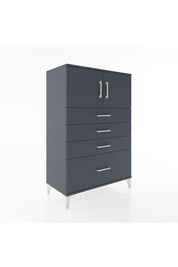Hyperion Dolap Tek Raflı 4 Çekmeceli 2 Kapaklı 88x44x134 Antrasit-Antrasit