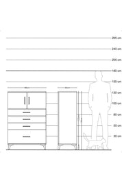 Hyperion Dolap Tek Raflı 4 Çekmeceli 2 Kapaklı 88x44x134 Antrasit-Antrasit