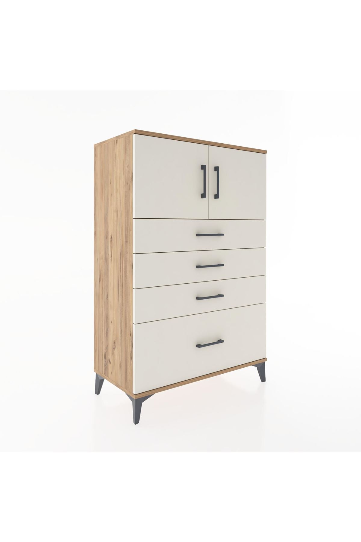 Hyperion Dolap Tek Raflı 4 Çekmeceli 2 Kapaklı 88x44x134 - S51M012V7B