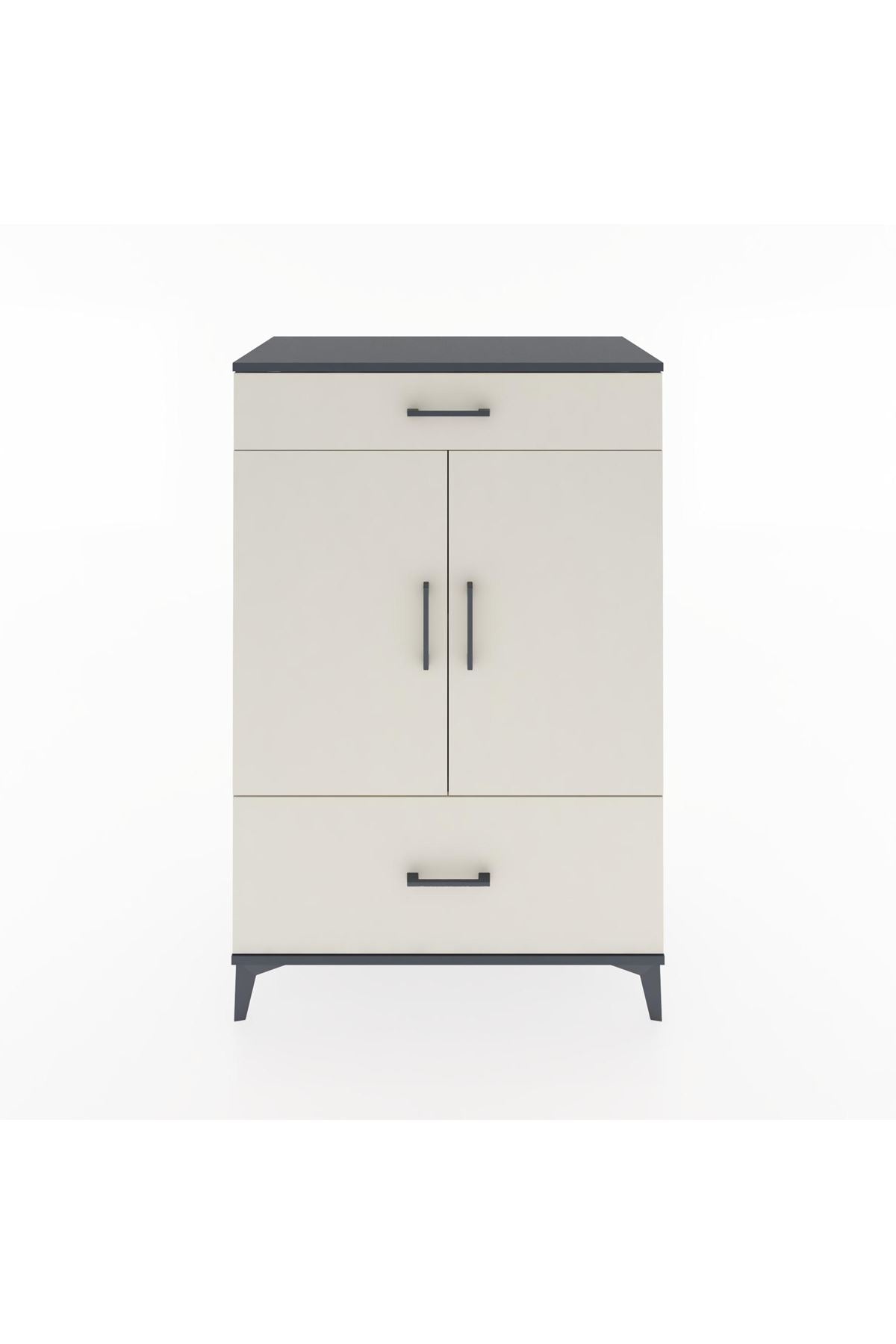 Hyperion Dolap 2 Raflı 2 Çekmeceli 2 Kapaklı 88x44x134 Antrasit-Aytaşı