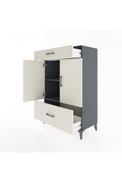Hyperion Dolap 2 Raflı 2 Çekmeceli 2 Kapaklı 88x44x134 Antrasit-Aytaşı