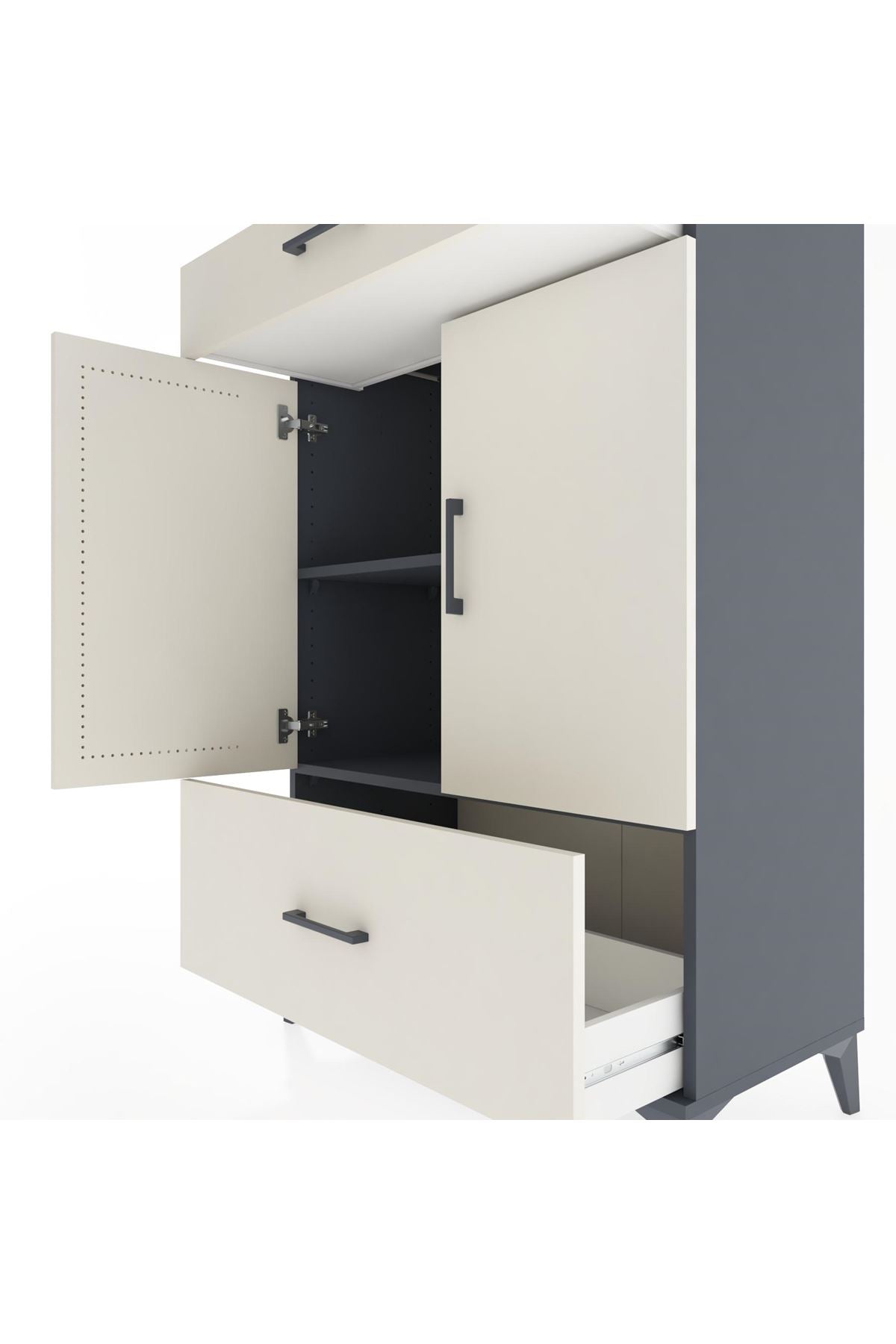 Hyperion Dolap 2 Raflı 2 Çekmeceli 2 Kapaklı 88x44x134 Antrasit-Aytaşı