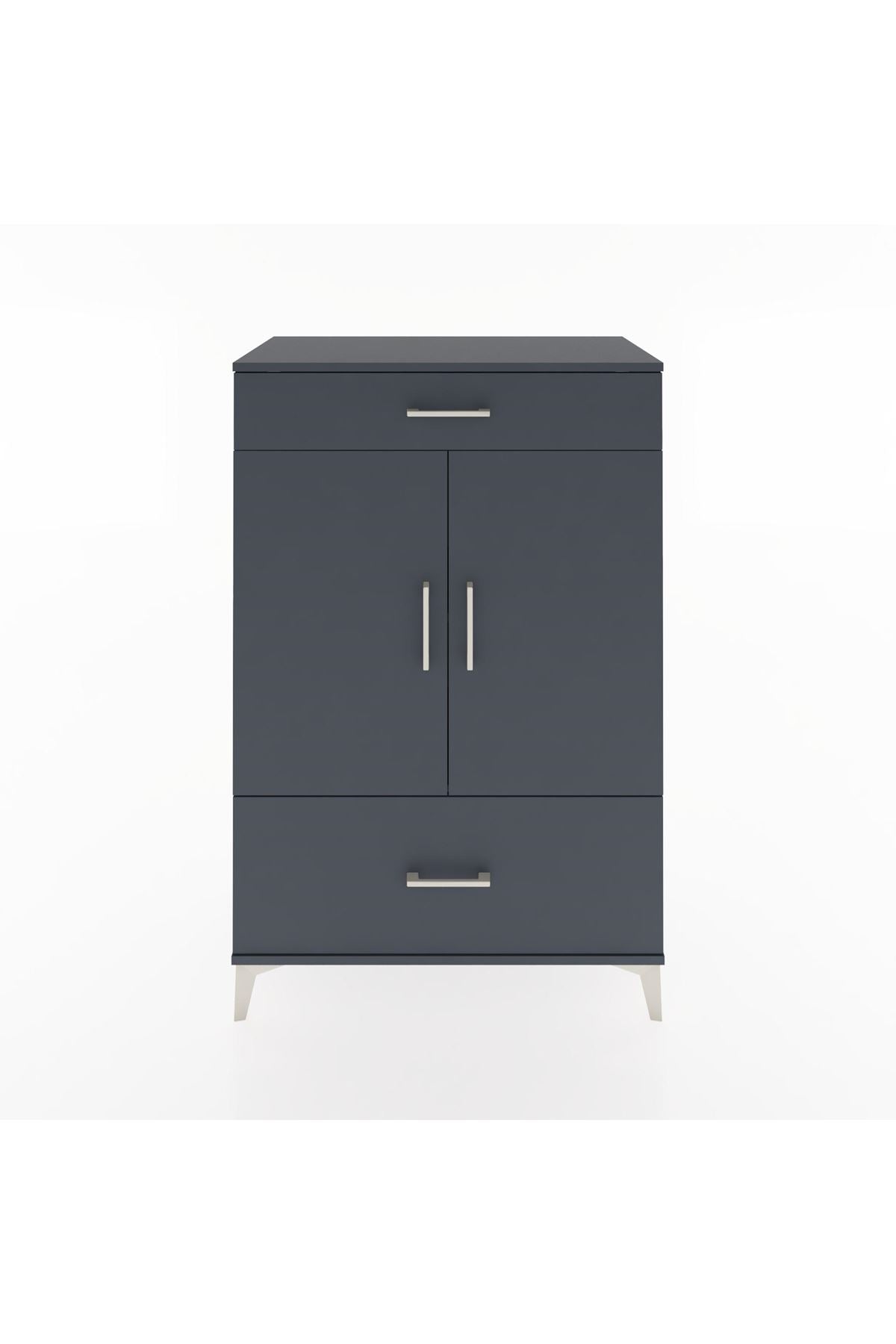 Hyperion Dolap 2 Raflı 2 Çekmeceli 2 Kapaklı 88x44x134 Antrasit-Antrasit