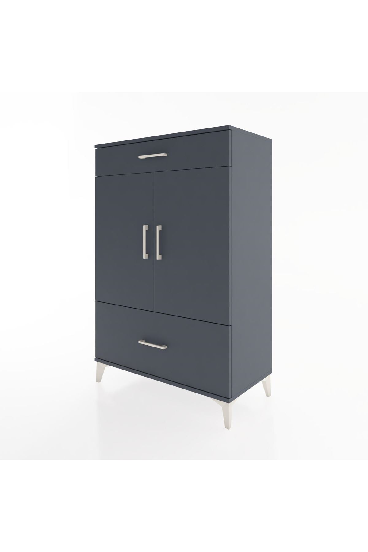 Hyperion Dolap 2 Raflı 2 Çekmeceli 2 Kapaklı 88x44x134 Antrasit-Antrasit