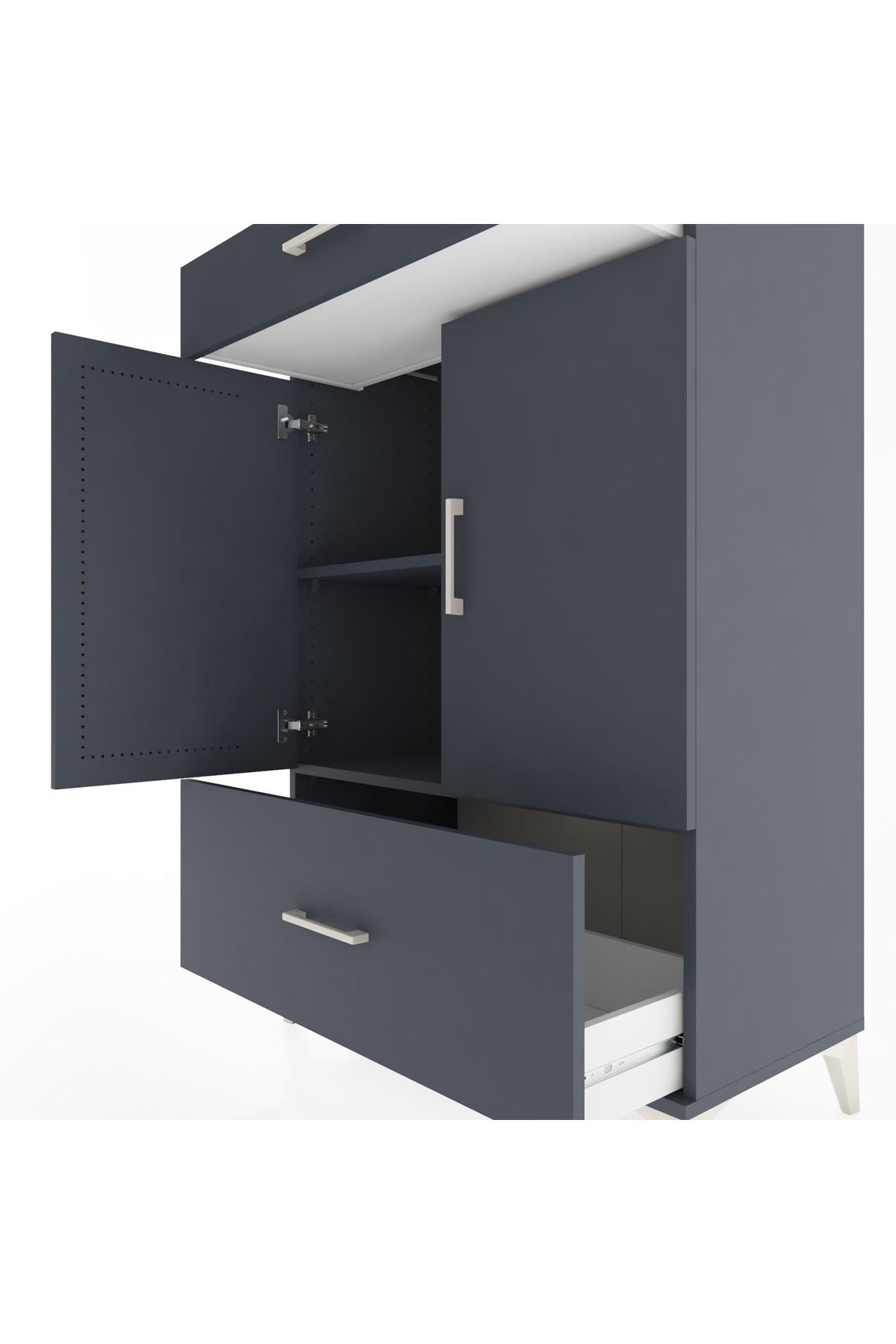 Hyperion Dolap 2 Raflı 2 Çekmeceli 2 Kapaklı 88x44x134 Antrasit-Antrasit