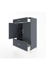 Hyperion Dolap 2 Raflı 2 Çekmeceli 2 Kapaklı 88x44x134 Antrasit-Antrasit