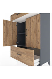 Hyperion Dolap 2 Raflı 2 Çekmeceli 2 Kapaklı 88x44x134 Antrasit-Çam