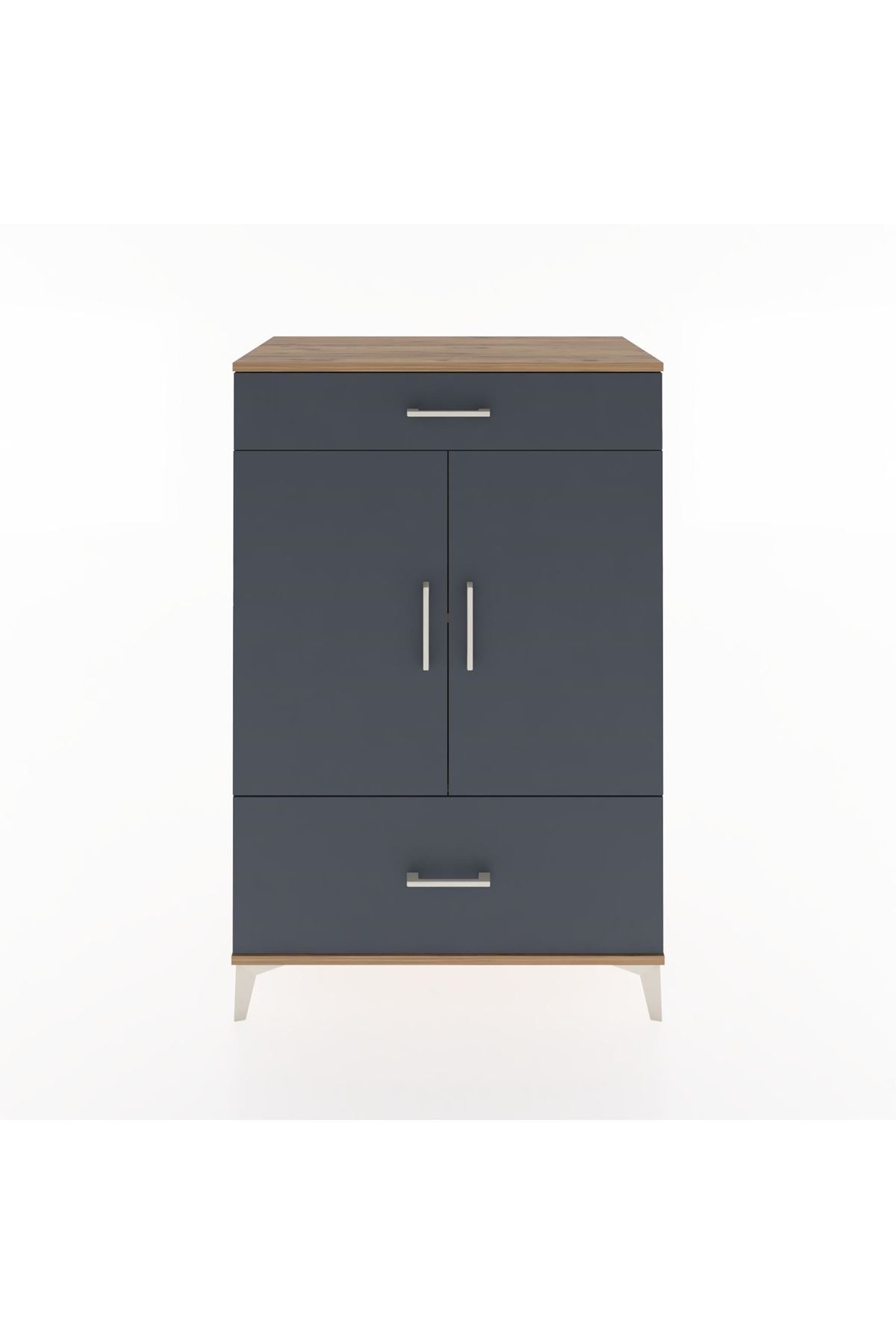 Hyperion Dolap 2 Raflı 2 Çekmeceli 2 Kapaklı 88x44x134 Çam-Antrasit