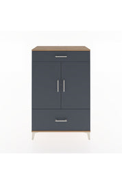 Hyperion Dolap 2 Raflı 2 Çekmeceli 2 Kapaklı 88x44x134 Çam-Antrasit