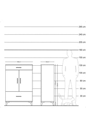 Hyperion Dolap 2 Raflı 2 Çekmeceli 2 Kapaklı 88x44x134 Çam-Antrasit