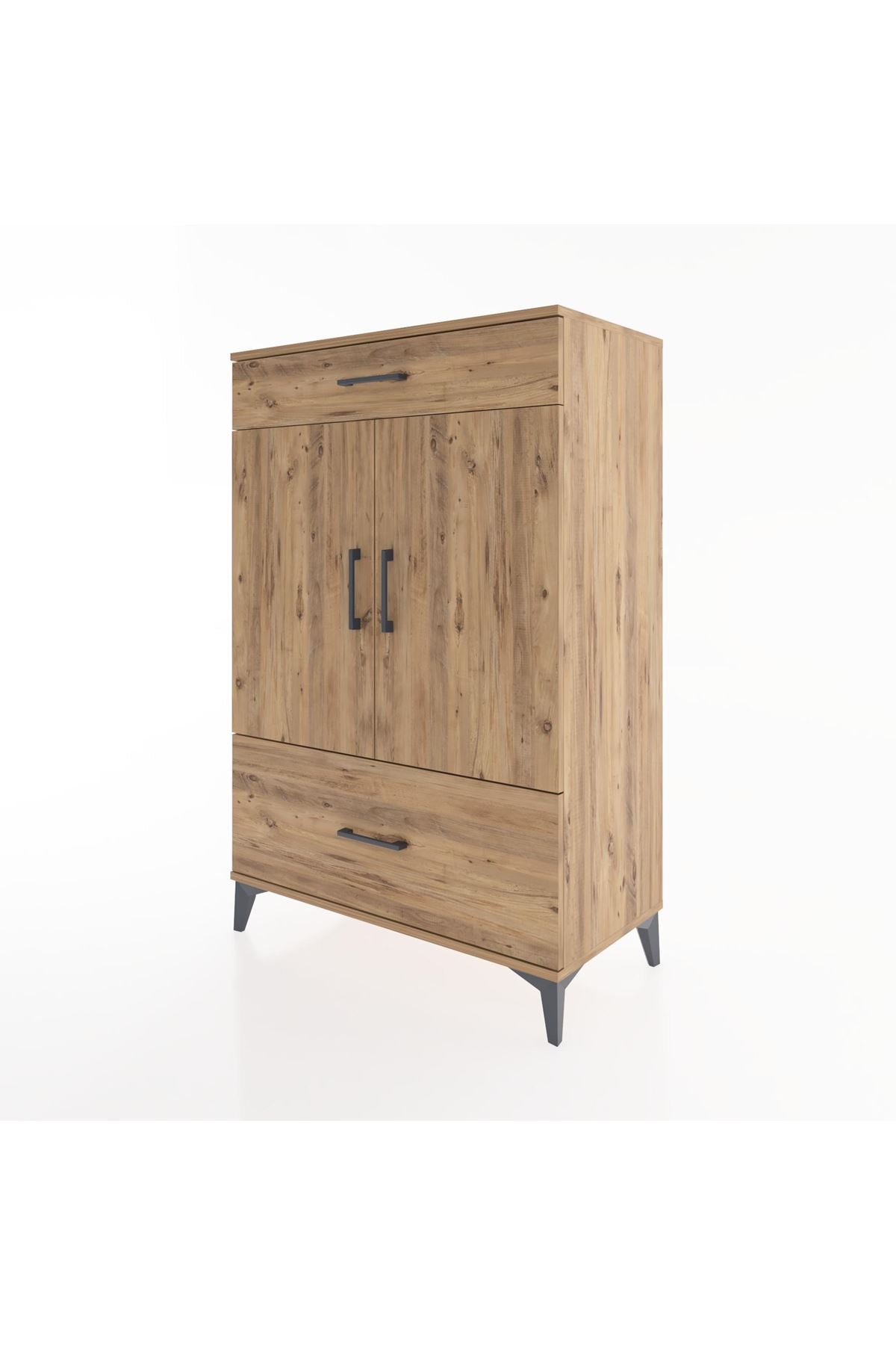 Hyperion Dolap 2 Raflı 2 Çekmeceli 2 Kapaklı 88x44x134 Çam-Çam