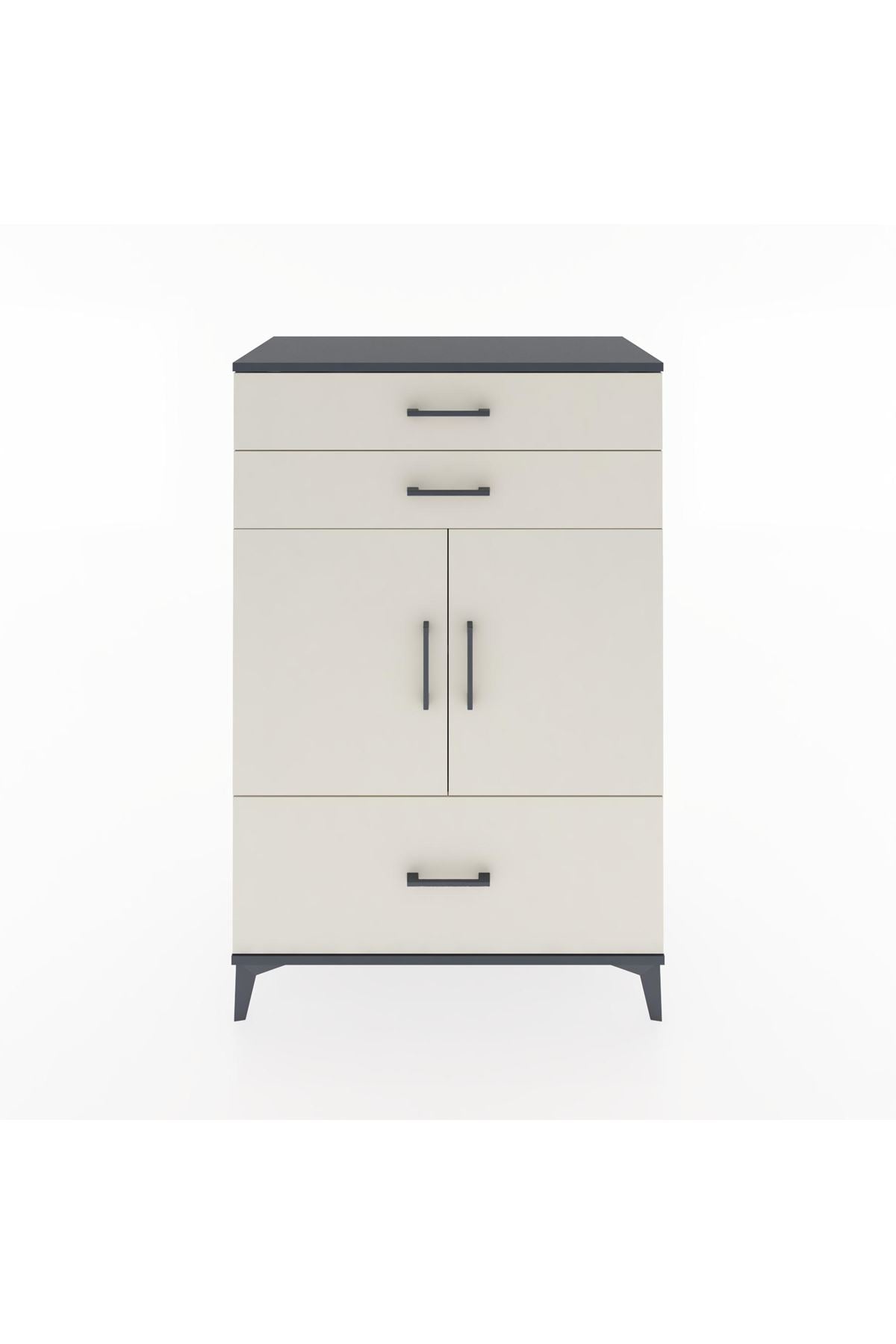 Hyperion Dolap 2 Raflı 3 Çekmeceli 2 Kapaklı 88x44x134 Antrasit-Aytaşı