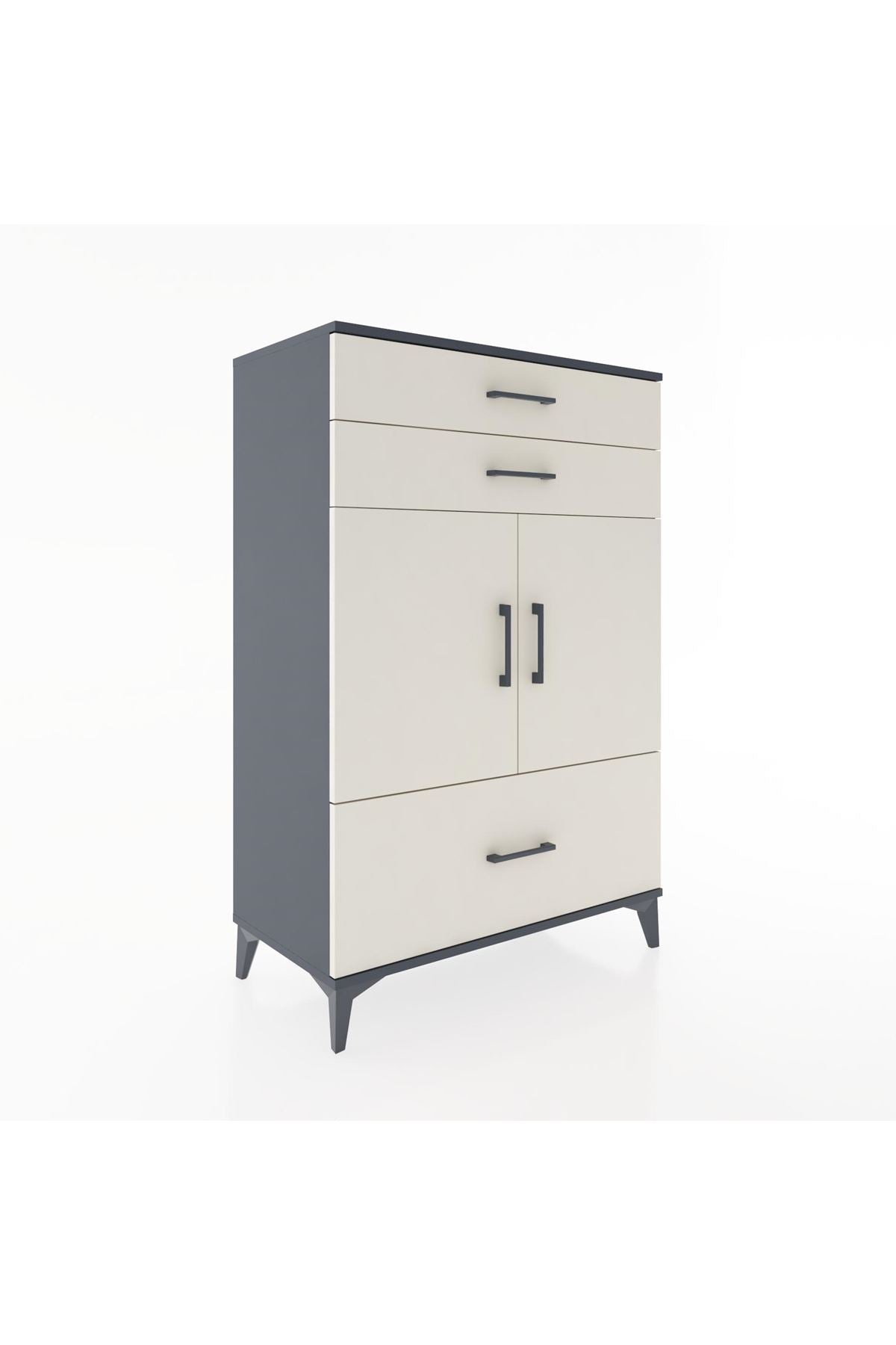 Hyperion Dolap 2 Raflı 3 Çekmeceli 2 Kapaklı 88x44x134 Antrasit-Aytaşı