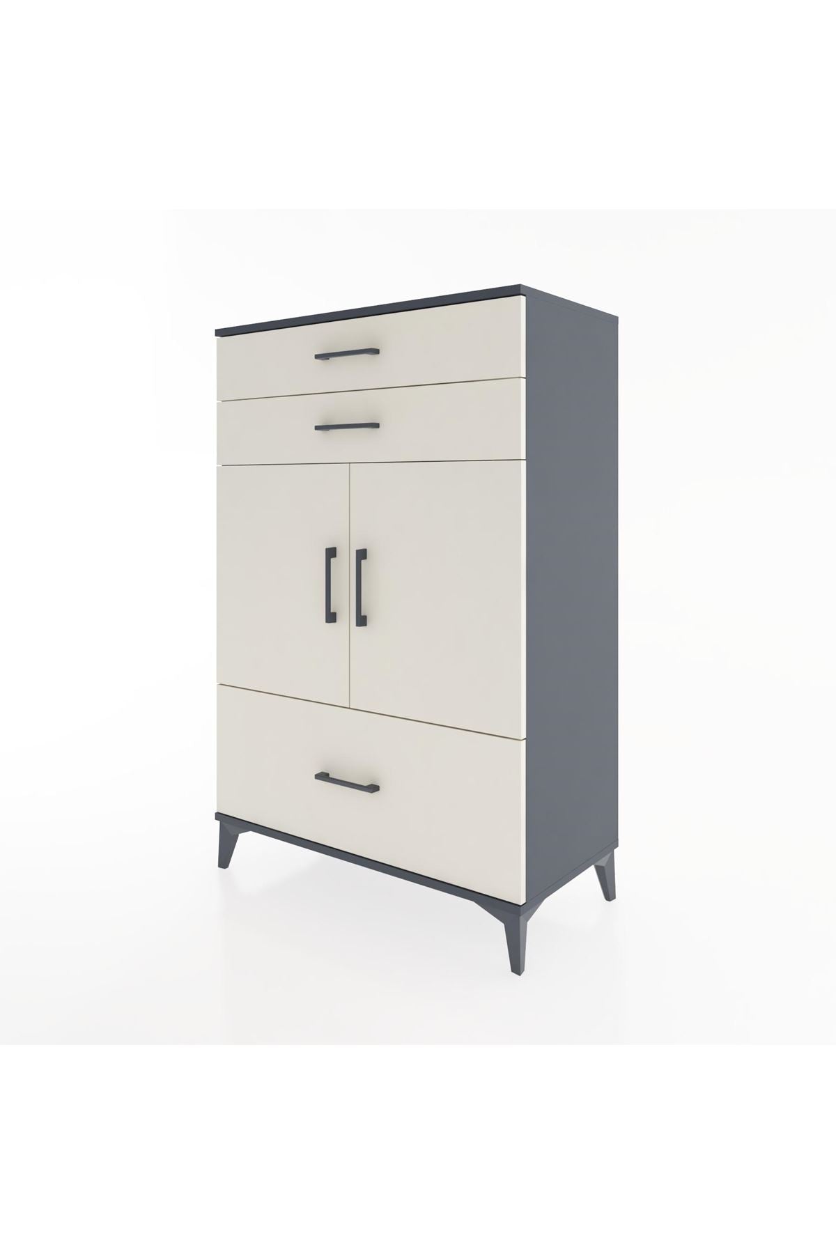 Hyperion Dolap 2 Raflı 3 Çekmeceli 2 Kapaklı 88x44x134 Antrasit-Aytaşı