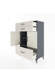 Hyperion Dolap 2 Raflı 3 Çekmeceli 2 Kapaklı 88x44x134 Antrasit-Aytaşı