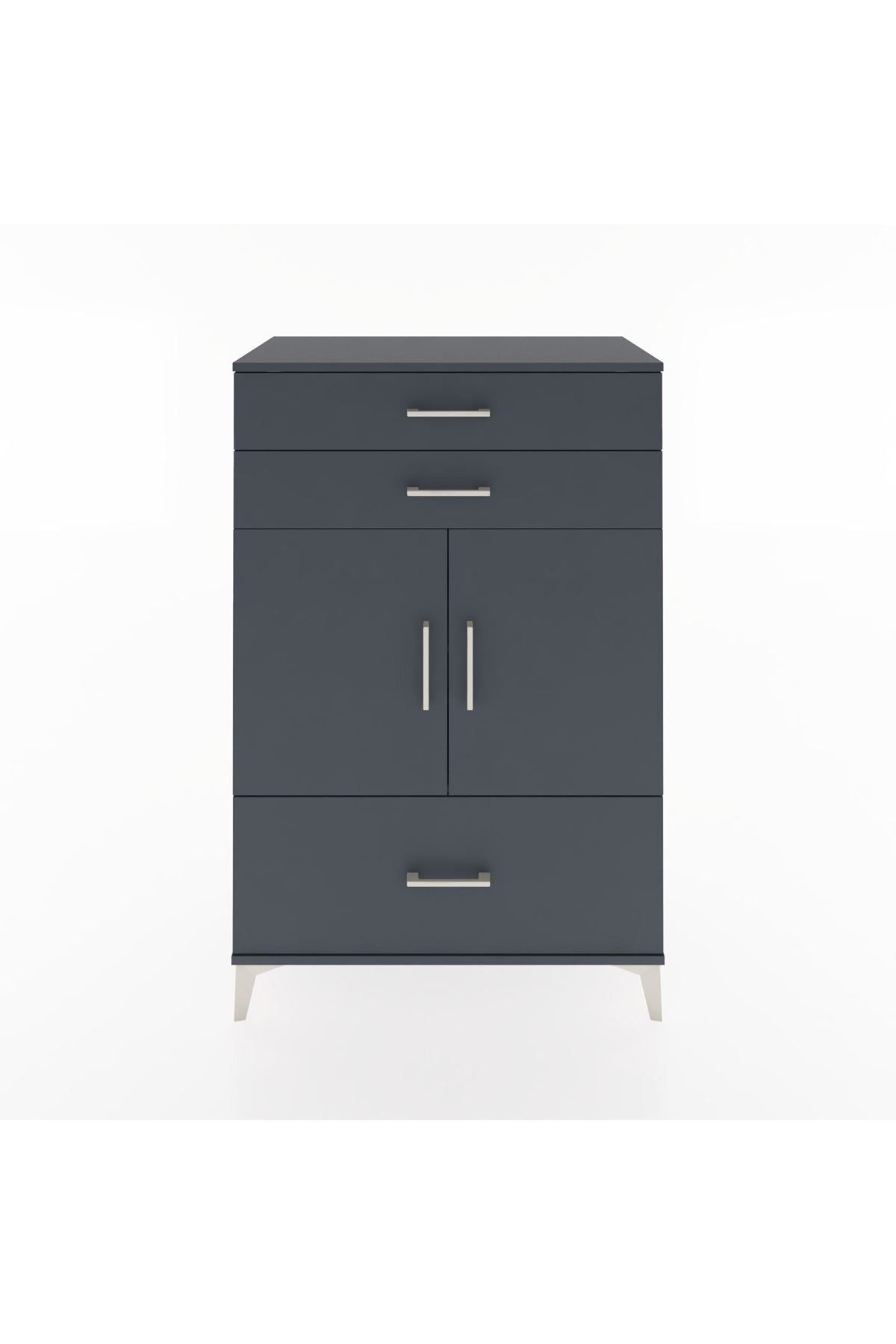 Hyperion Dolap 2 Raflı 3 Çekmeceli 2 Kapaklı 88x44x134 Antrasit-Antrasit