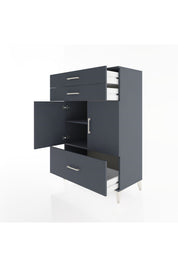 Hyperion Dolap 2 Raflı 3 Çekmeceli 2 Kapaklı 88x44x134 Antrasit-Antrasit