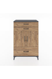 Hyperion Dolap 2 Raflı 3 Çekmeceli 2 Kapaklı 88x44x134 Antrasit-Çam
