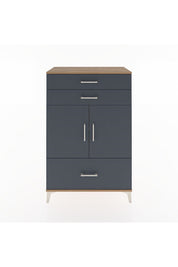 Hyperion Dolap 2 Raflı 3 Çekmeceli 2 Kapaklı 88x44x134 Çam-Antrasit