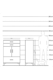 Hyperion Dolap 2 Raflı 3 Çekmeceli 2 Kapaklı 88x44x134 Çam-Antrasit