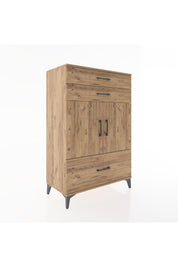Hyperion Dolap 2 Raflı 3 Çekmeceli 2 Kapaklı 88x44x134 Çam-Çam