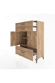 Hyperion Dolap 2 Raflı 3 Çekmeceli 2 Kapaklı 88x44x134 Çam-Çam