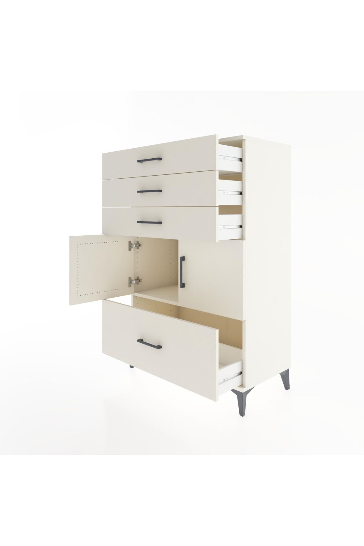 Hyperion Dolap Tek Raflı 4 Çekmeceli 2 Kapaklı 88x44x134 - S51M015V1B