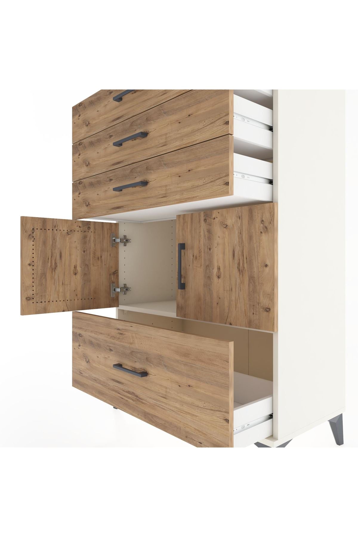 Hyperion Dolap Tek Raflı 4 Çekmeceli 2 Kapaklı 88x44x134 - S51M015V3B