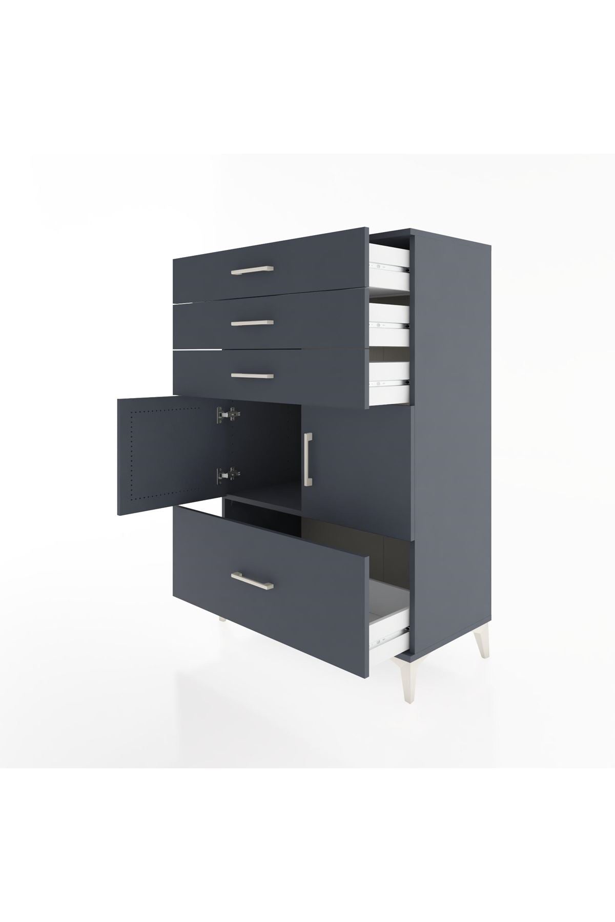 Hyperion Dolap Tek Raflı 4 Çekmeceli 2 Kapaklı 88x44x134 - S51M015V5B