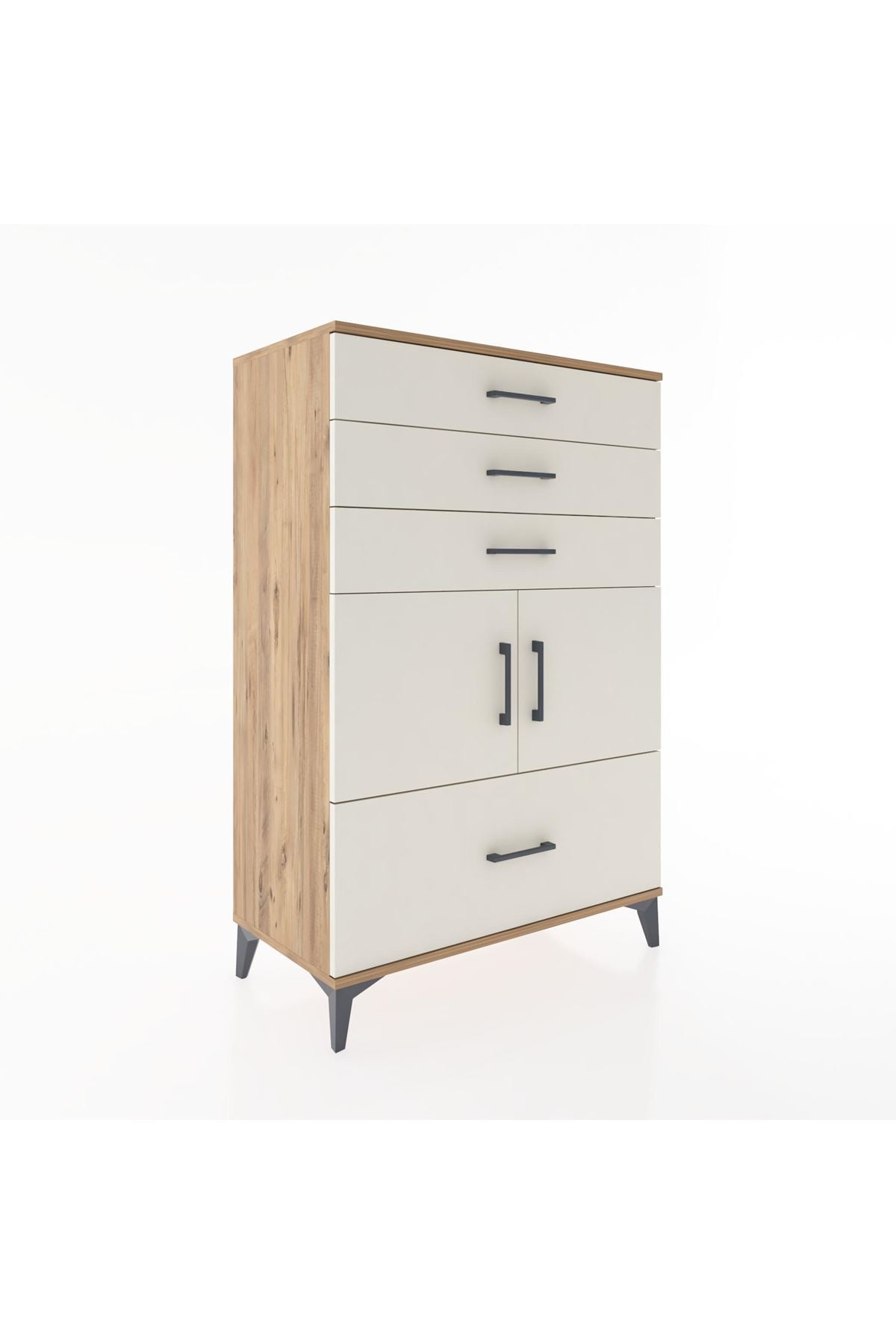 Hyperion Dolap Tek Raflı 4 Çekmeceli 2 Kapaklı 88x44x134 - S51M015V7B