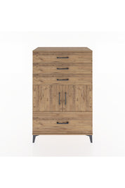 Hyperion Dolap Tek Raflı 4 Çekmeceli 2 Kapaklı 88x44x134 Çam-Çam