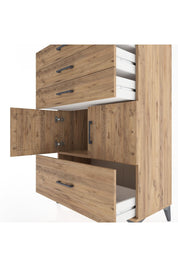 Hyperion Dolap Tek Raflı 4 Çekmeceli 2 Kapaklı 88x44x134 Çam-Çam