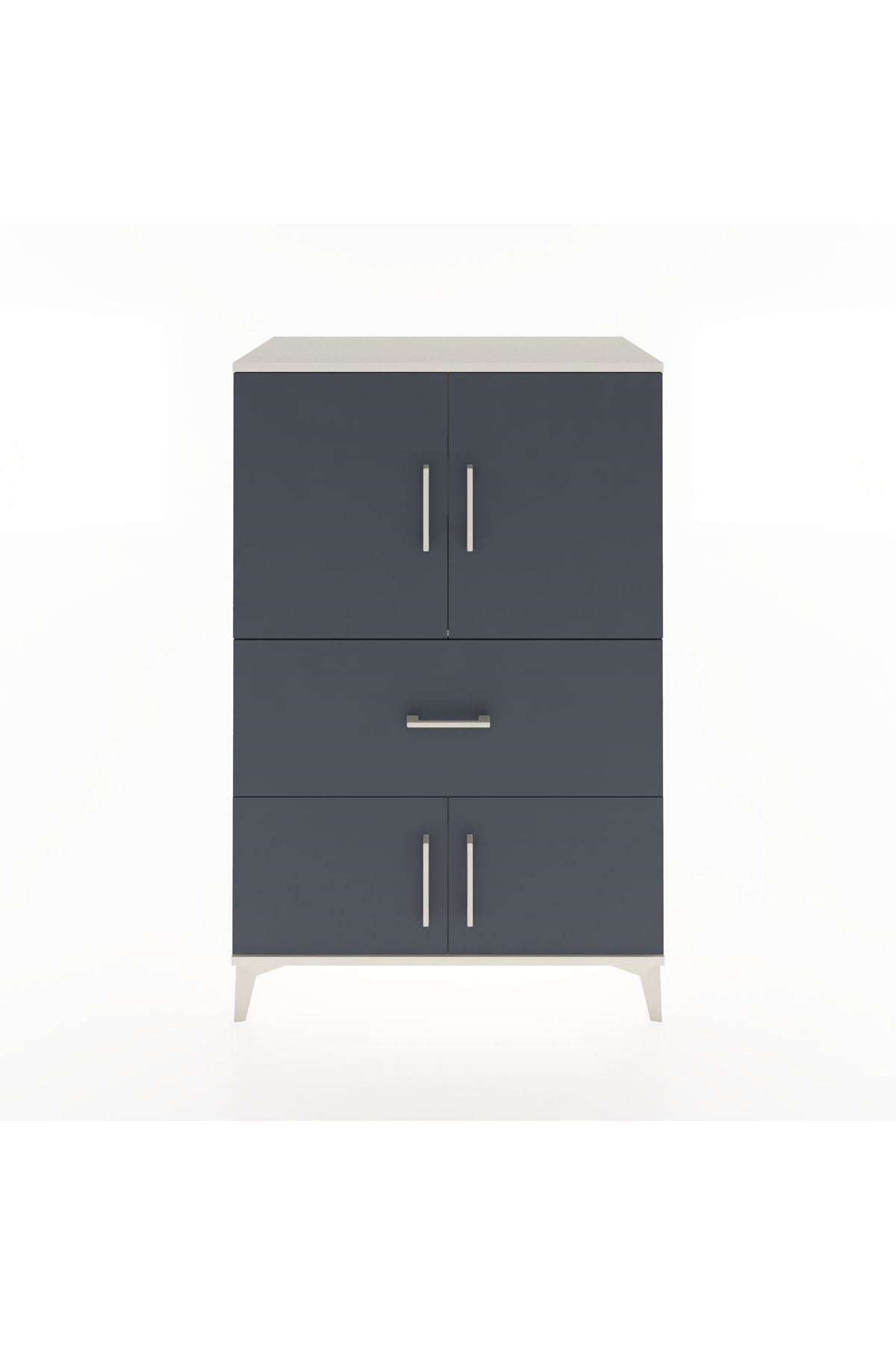 Hyperion Dolap 2 Raflı Tek Çekmeceli 4 Kapaklı 88x44x134 Aytaşı-Antrasit