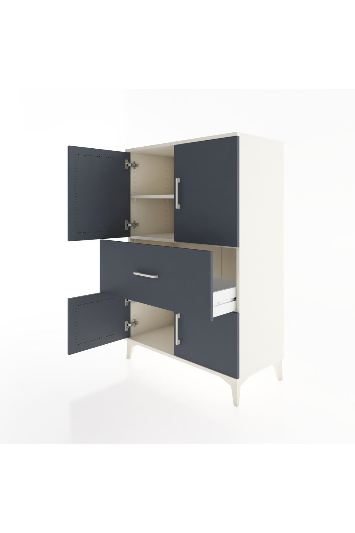 Hyperion Dolap 2 Raflı Tek Çekmeceli 4 Kapaklı 88x44x134 Aytaşı-Antrasit