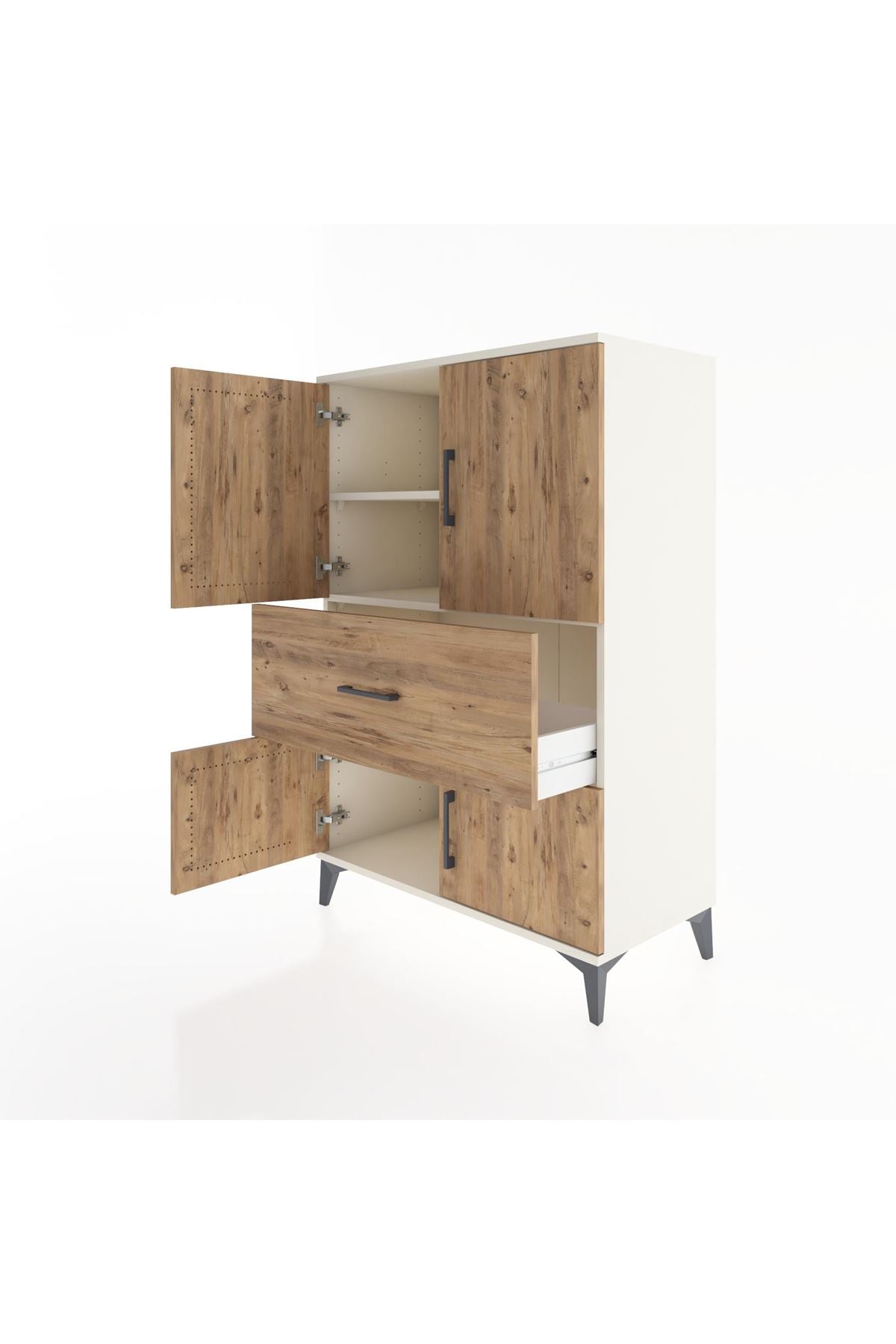 Hyperion Dolap 2 Raflı Tek Çekmeceli 4 Kapaklı 88x44x134 Aytaşı-Çam