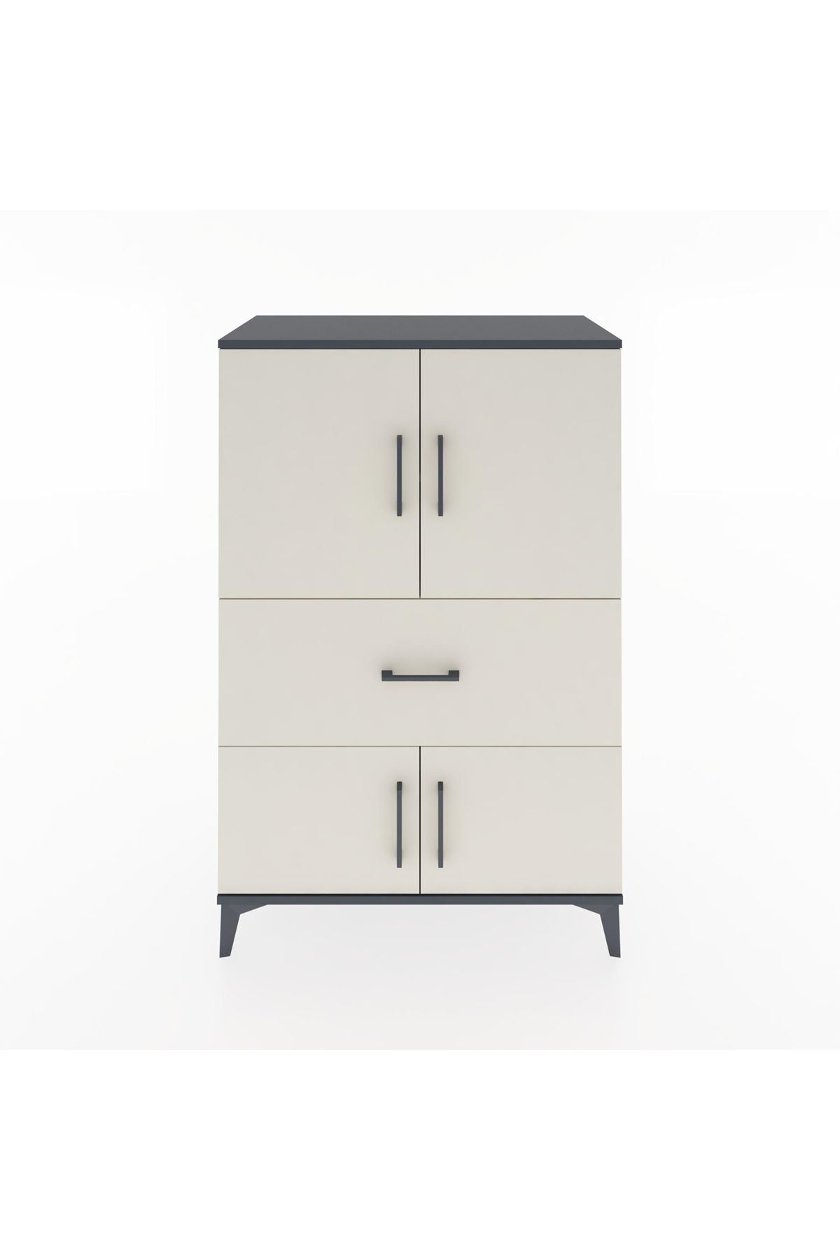 Hyperion Dolap 2 Raflı Tek Çekmeceli 4 Kapaklı 88x44x134 Antrasit-Aytaşı