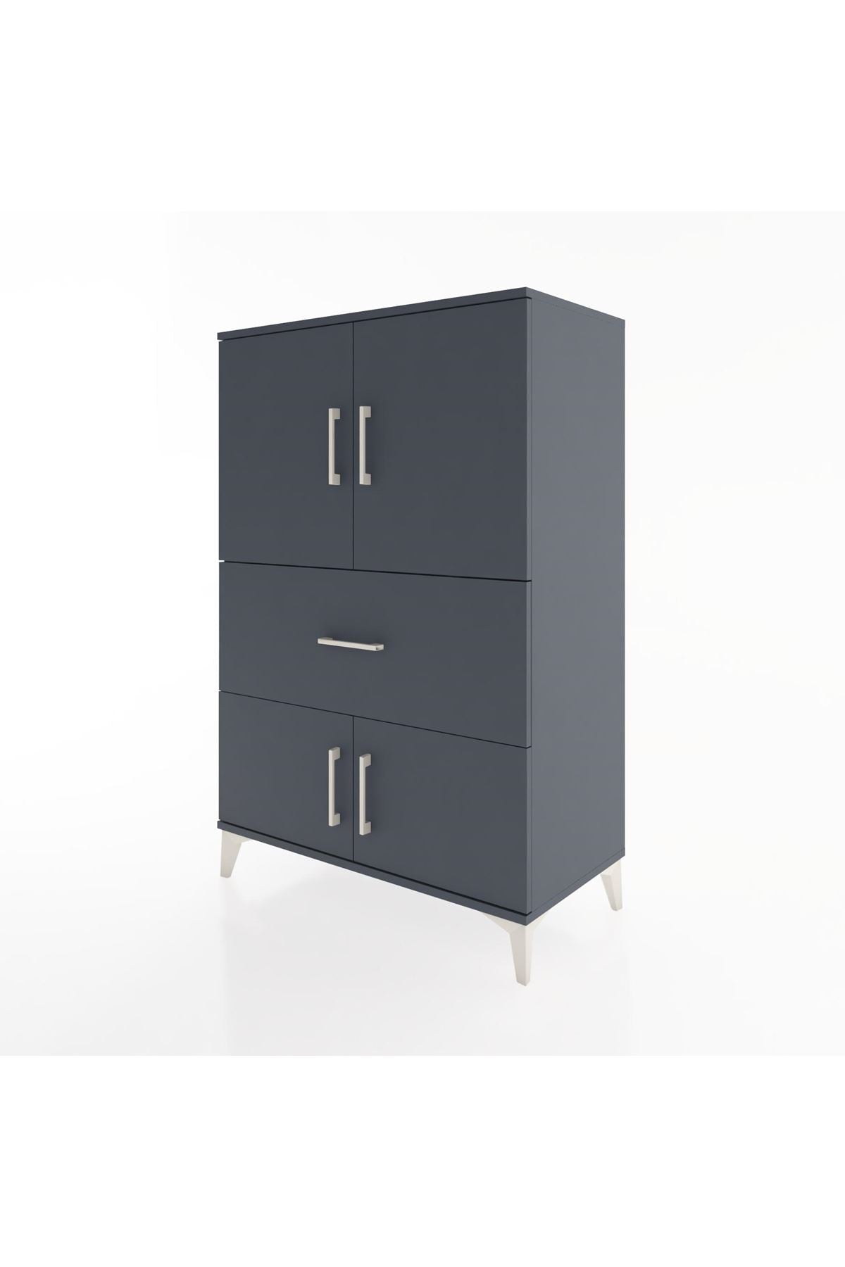 Hyperion Dolap 2 Raflı Tek Çekmeceli 4 Kapaklı 88x44x134 Antrasit-Antrasit