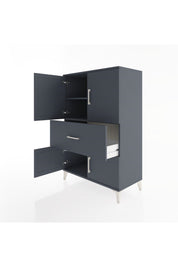 Hyperion Dolap 2 Raflı Tek Çekmeceli 4 Kapaklı 88x44x134 Antrasit-Antrasit
