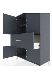 Hyperion Dolap 2 Raflı Tek Çekmeceli 4 Kapaklı 88x44x134 Antrasit-Antrasit