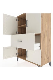 Hyperion Dolap 2 Raflı Tek Çekmeceli 4 Kapaklı 88x44x134 Çam-Aytaşı