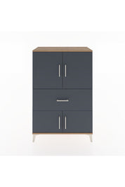 Hyperion Dolap 2 Raflı Tek Çekmeceli 4 Kapaklı 88x44x134 Çam-Antrasit