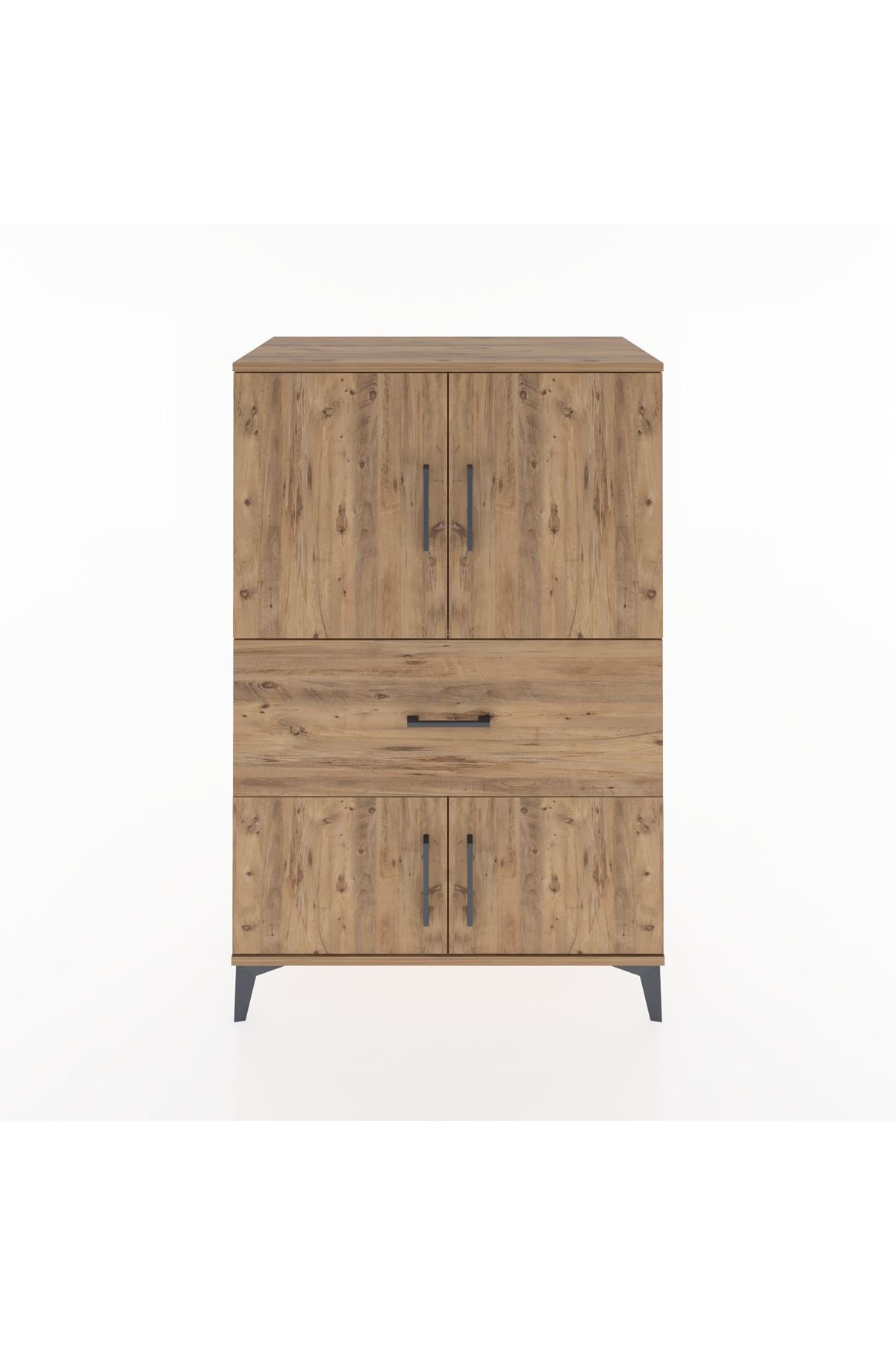 Hyperion Dolap 2 Raflı Tek Çekmeceli 4 Kapaklı 88x44x134 Çam-Çam