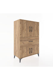 Hyperion Dolap 2 Raflı Tek Çekmeceli 4 Kapaklı 88x44x134 Çam-Çam