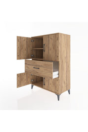 Hyperion Dolap 2 Raflı Tek Çekmeceli 4 Kapaklı 88x44x134 Çam-Çam