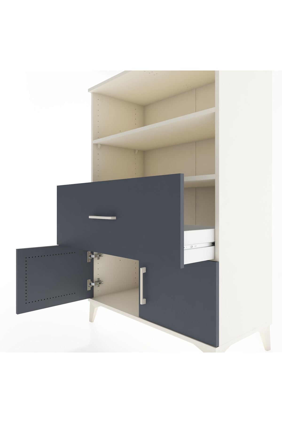 Hyperion Dolap 2 Raflı Tek Çekmeceli 2 Kapaklı 88x44x134 Aytaşı-Antrasit