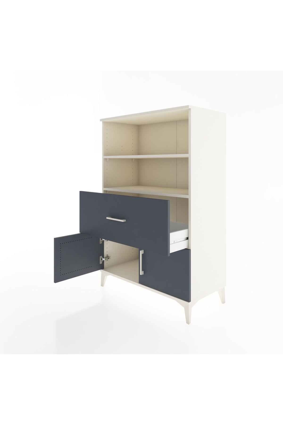 Hyperion Dolap 2 Raflı Tek Çekmeceli 2 Kapaklı 88x44x134 Aytaşı-Antrasit